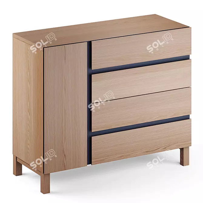 Xander Ash & Navy Blue Chest: Stylish Storage Solution 3D model image 1