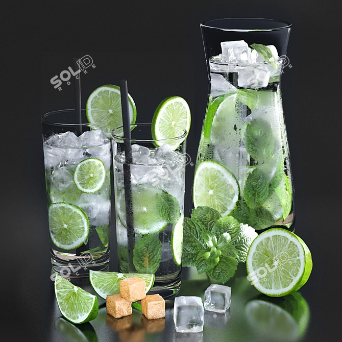 Refreshing Frozen Mojito Delight 3D model image 1