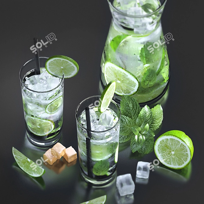 Refreshing Frozen Mojito Delight 3D model image 2