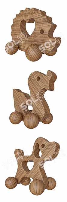 Elegant Wooden Wheelchair 3D model image 3