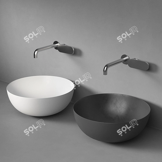 Flaminia Round Ceramic Washbasin 3D model image 1