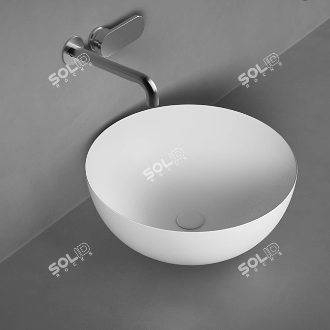 Flaminia Round Ceramic Washbasin 3D model image 3