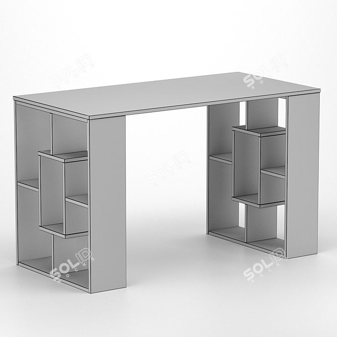 Minimalist Writing Desk with Functional Shelving 3D model image 4