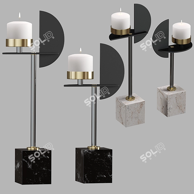 Elegant Pranav Candlesticks: Enhance Your Decor 3D model image 1