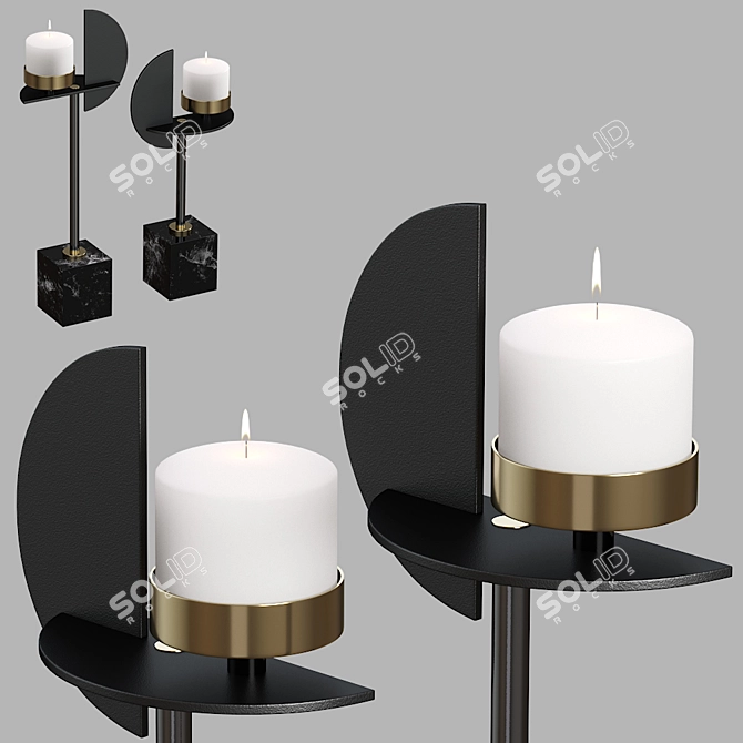 Elegant Pranav Candlesticks: Enhance Your Decor 3D model image 2