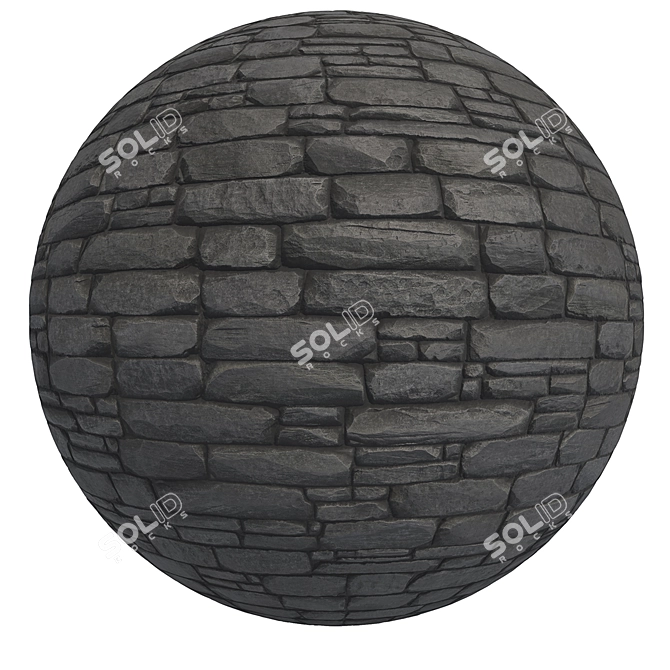 6K Tileable Textures: Black Stone Wall Brick04 & Cobblestone (Corona & Vray) 3D model image 2