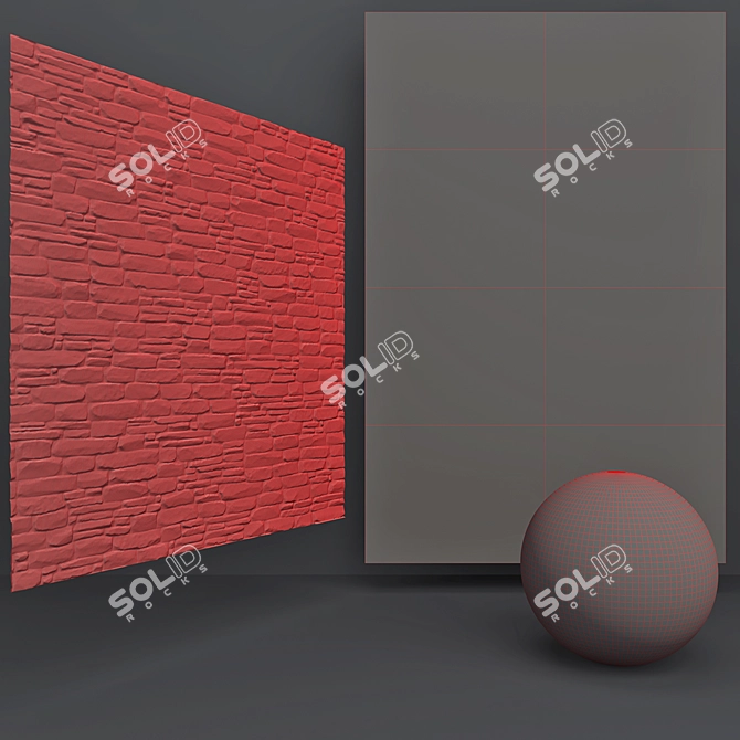 6K Tileable Textures: Black Stone Wall Brick04 & Cobblestone (Corona & Vray) 3D model image 3