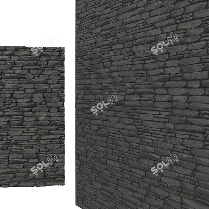 6K Tileable Textures: Black Stone Wall Brick04 & Cobblestone (Corona & Vray) 3D model image 5