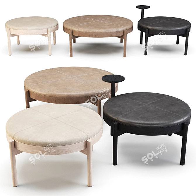 Hygge Ottomans: Stylish and Spacious Seating 3D model image 1