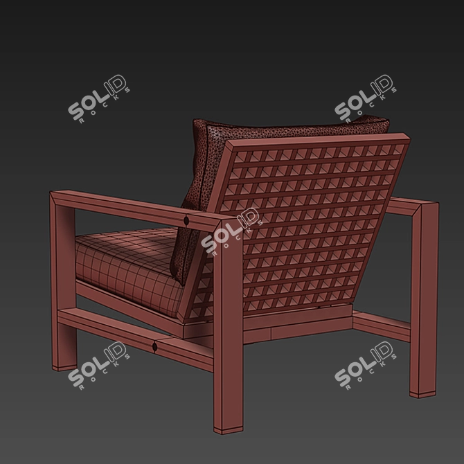 Minotti Quadrado: Elegant Teak Armchair 3D model image 2