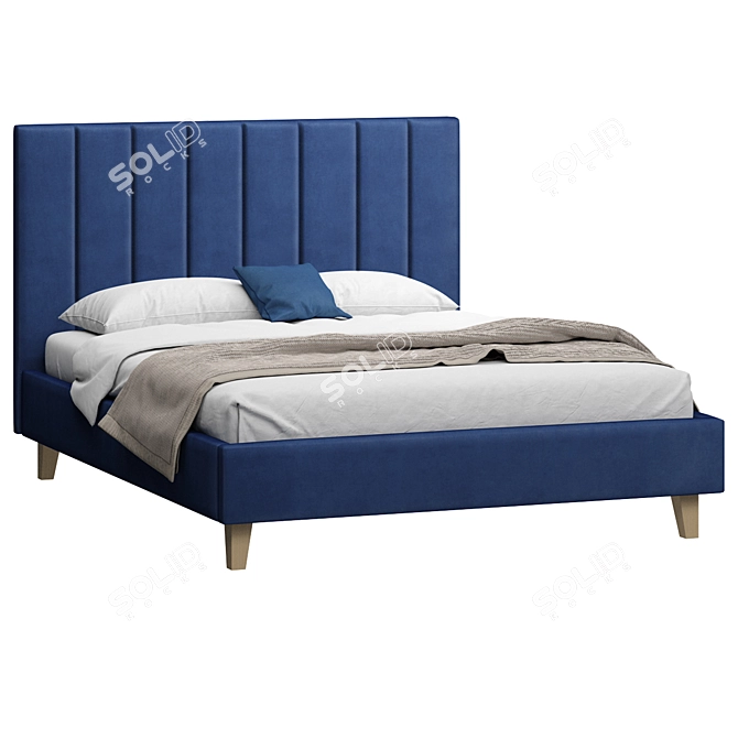 Luxury Velvet Blue Sofa Bed 3D model image 2