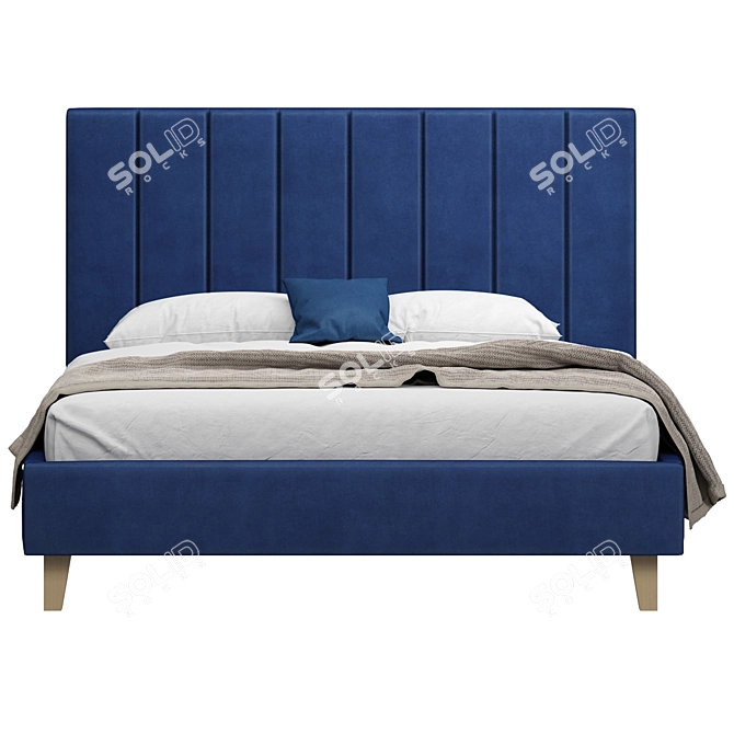 Luxury Velvet Blue Sofa Bed 3D model image 3