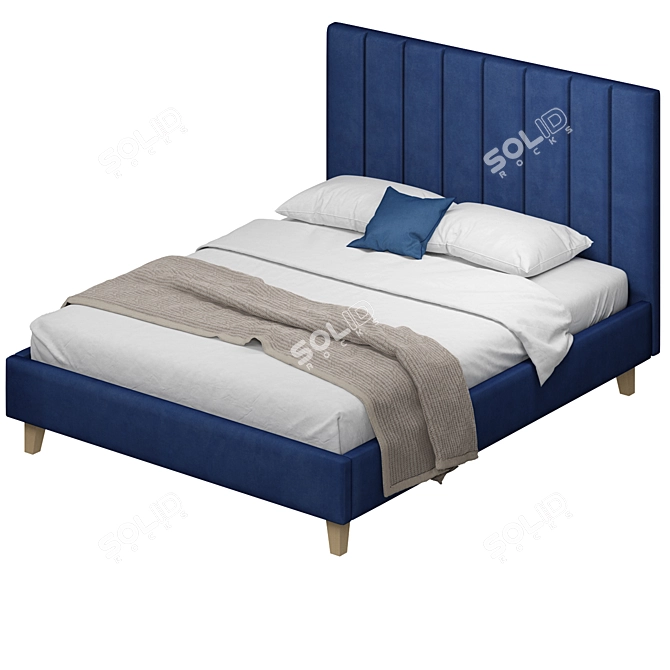 Luxury Velvet Blue Sofa Bed 3D model image 5