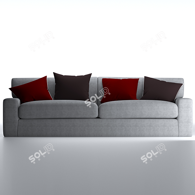 Modern Cushioned Sofa 3D model image 1