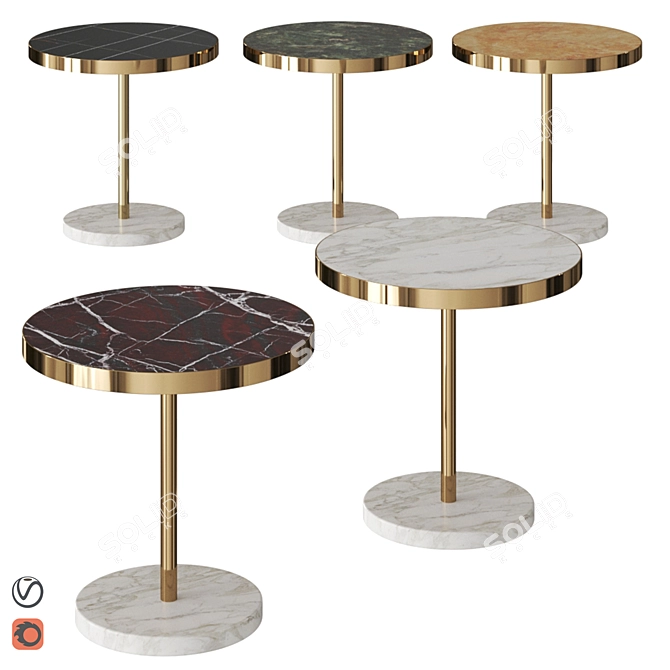 René Bistrot: Round Marble Table 3D model image 5