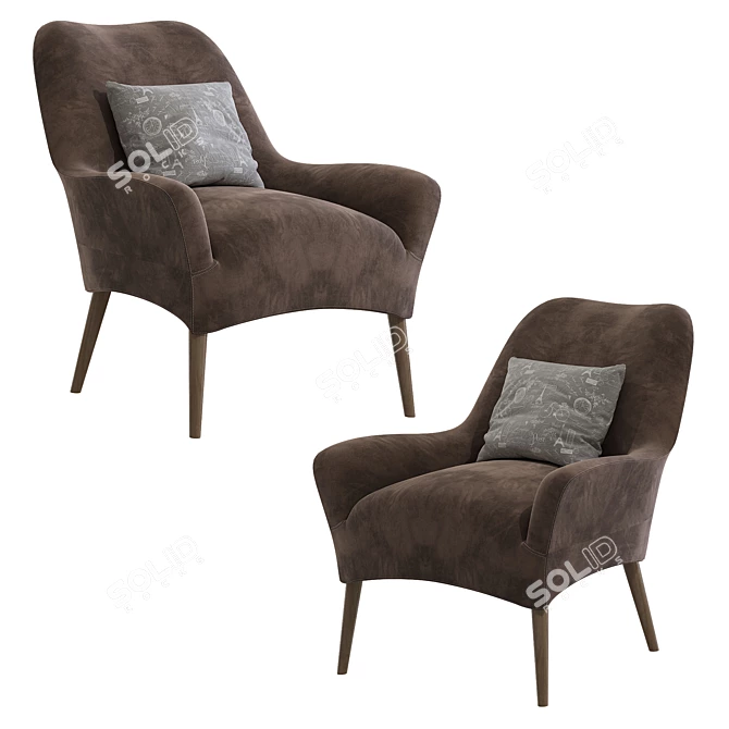 Elegant Danielle Armchair 3D model image 1