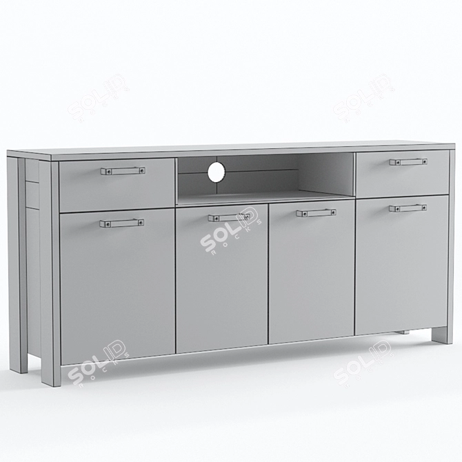 Rience TV Stand | Oak & Dark Grey 3D model image 6