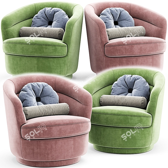 Stylish Swivel Armchair by West Elm 3D model image 1