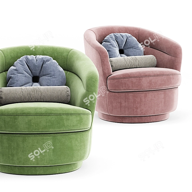 Stylish Swivel Armchair by West Elm 3D model image 2