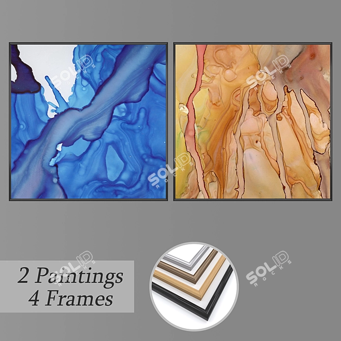 Artistic Wall Paintings Set 3D model image 1