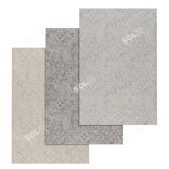 Versatile Set of 3 High-Quality Carpets 3D model image 1