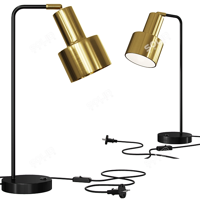 Modern Black and Gold Metal Table Lamp 3D model image 1