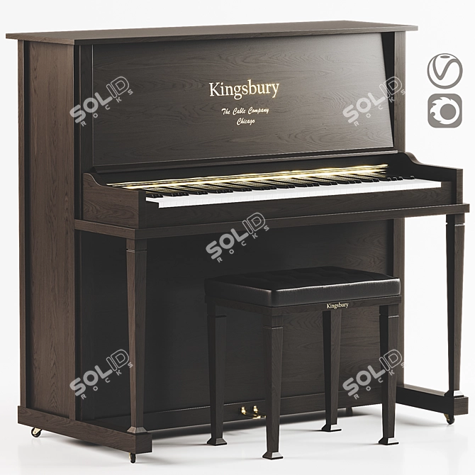 Classic Kingsbury Piano Set 3D model image 1