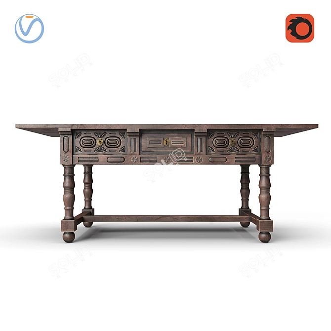 Elegant Vintage Console: Timeless Charm 3D model image 5