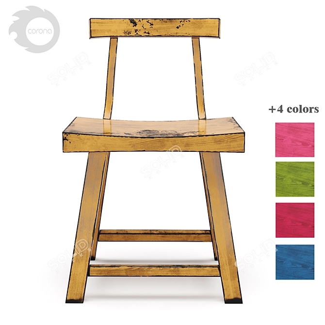 Modern Loft Wooden Chair 3D model image 1