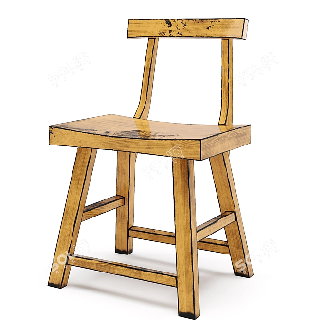 Modern Loft Wooden Chair 3D model image 2