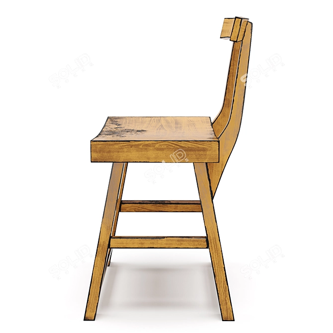 Modern Loft Wooden Chair 3D model image 3