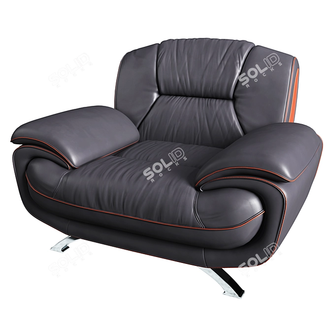Modern Almond Leather Armchair 3D model image 1