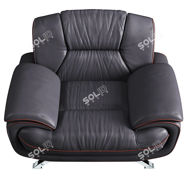 Modern Almond Leather Armchair 3D model image 3