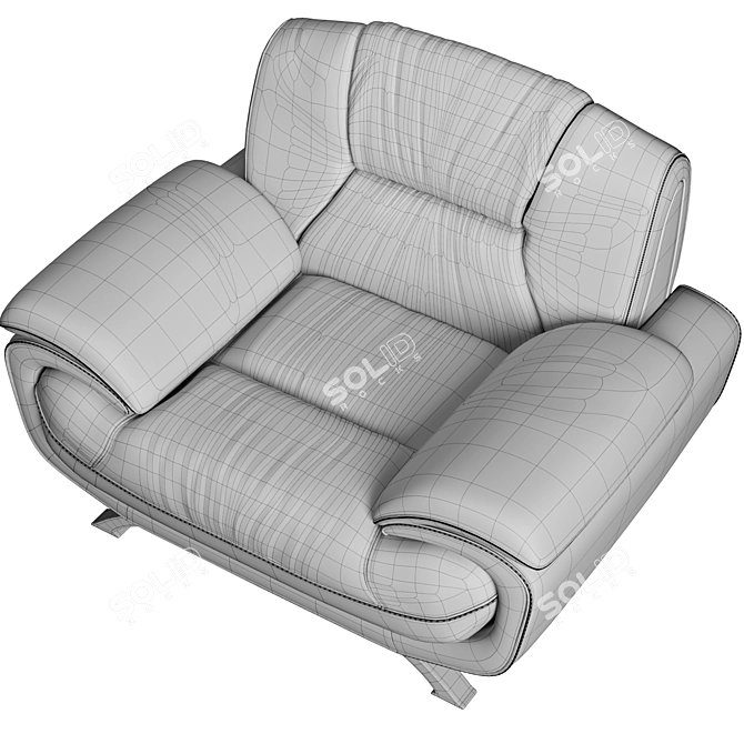 Modern Almond Leather Armchair 3D model image 5