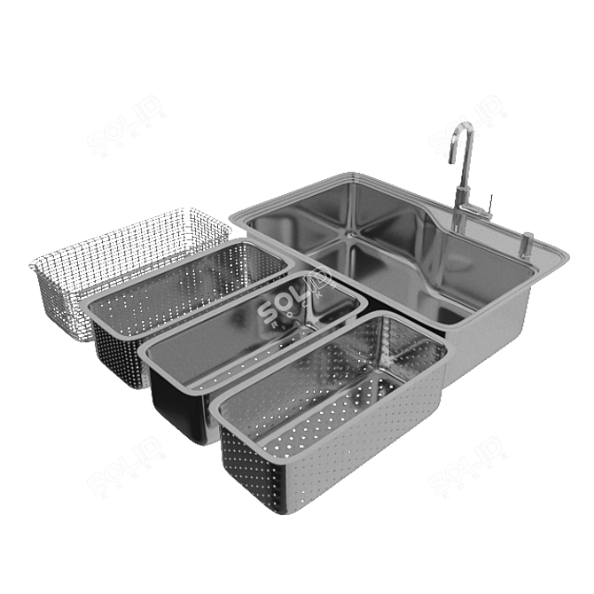 Sleek Kitchen Sink 3D Model 3D model image 6