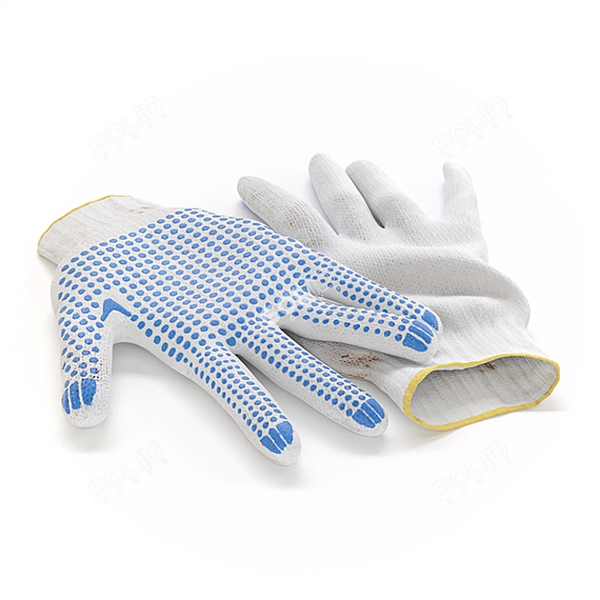 Dirt-Textured Work Gloves 3D model image 2