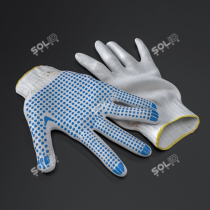 Dirt-Textured Work Gloves 3D model image 4