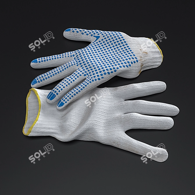 Dirt-Textured Work Gloves 3D model image 5