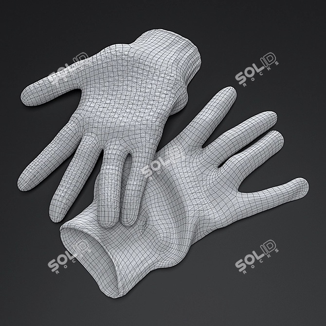 Dirt-Textured Work Gloves 3D model image 7