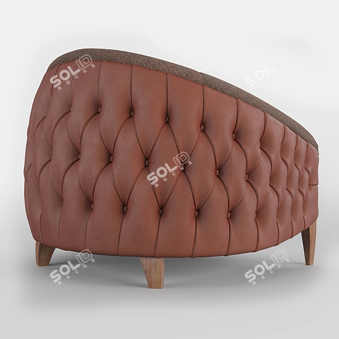 Elegant Marylou Armchair: Walnut Wood and Plum Bouclé Upholstery 3D model image 2