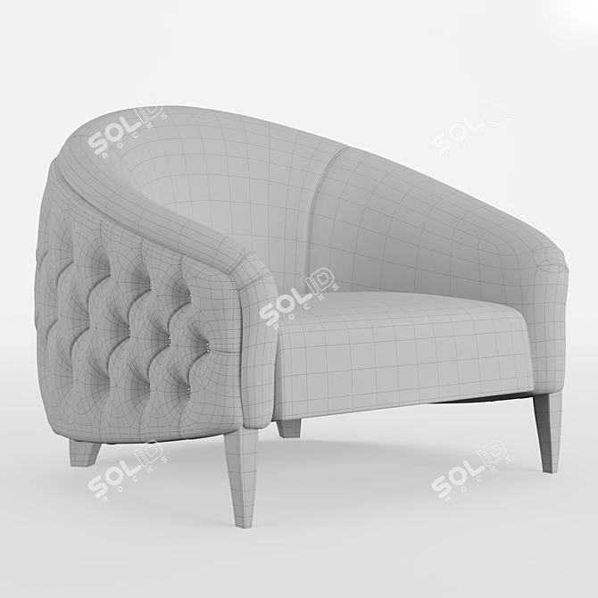 Elegant Marylou Armchair: Walnut Wood and Plum Bouclé Upholstery 3D model image 3