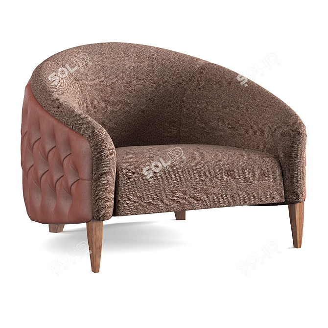 Elegant Marylou Armchair: Walnut Wood and Plum Bouclé Upholstery 3D model image 4