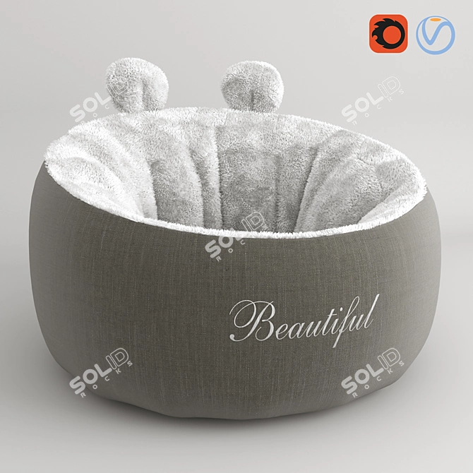 Title: Cozy Eared Plank Pet Bed 3D model image 1