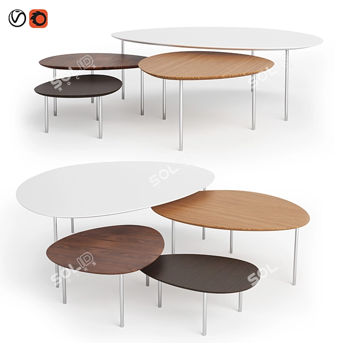 Stua Eclipse Nesting Tables: Versatile and Stylish 3D model image 1