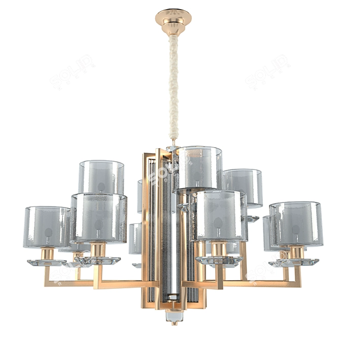 Gold Clear Crystal Chandelier 3D model image 1