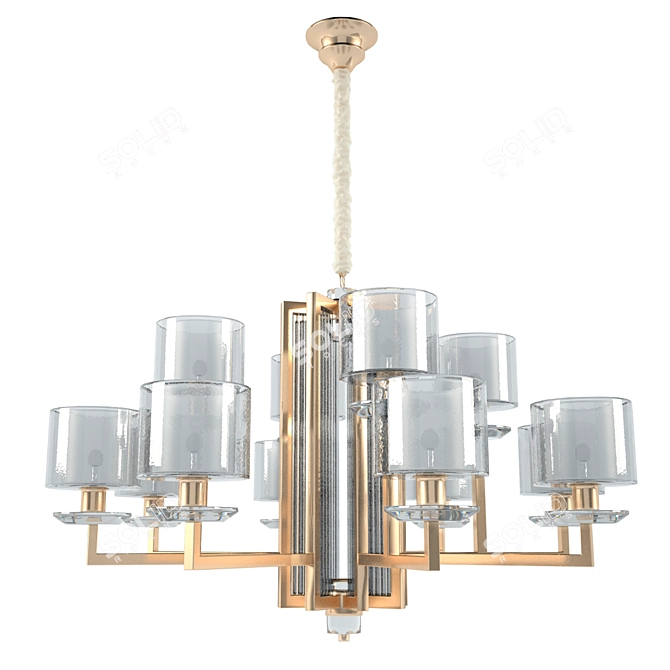 Gold Clear Crystal Chandelier 3D model image 2