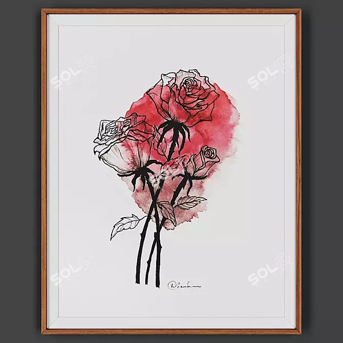 Wooden Framed Picture 3D model image 1