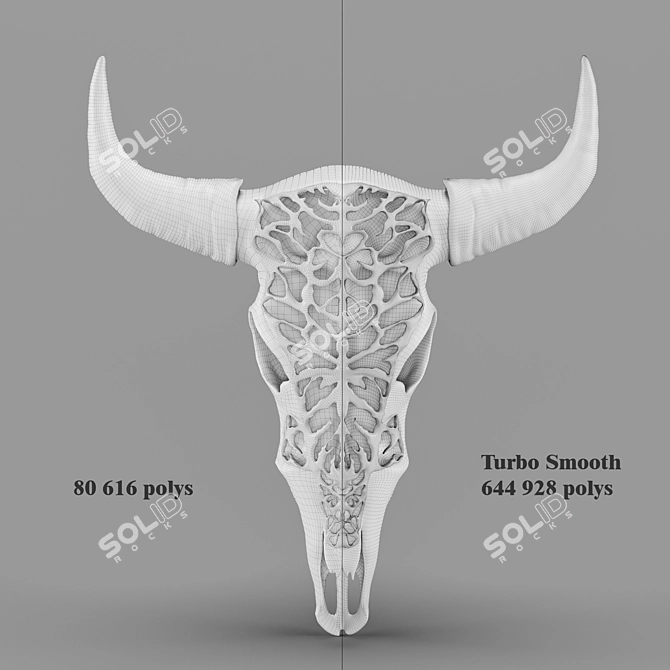 Gothic Bull Skull Wall Decor 3D model image 5