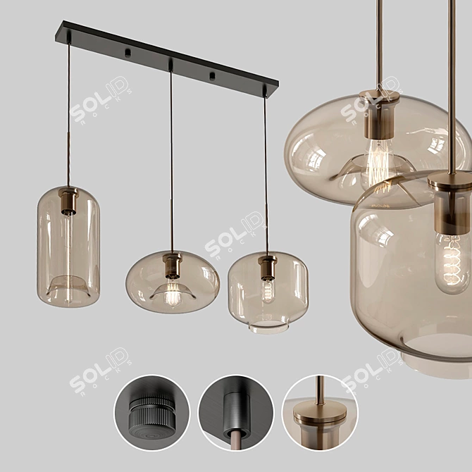Luxurious Vilmo Trio E Pendant Lamp 3D model image 1