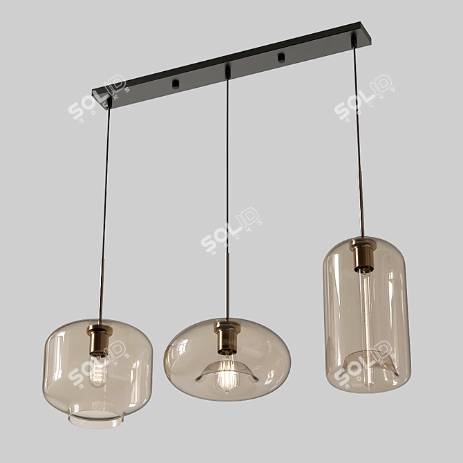 Luxurious Vilmo Trio E Pendant Lamp 3D model image 2